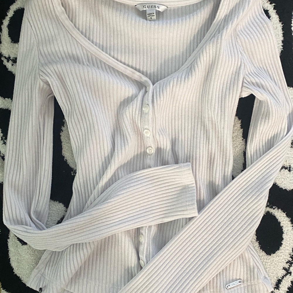 GUESS Women's Ribbed White Top